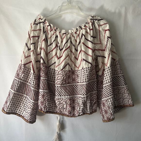 BNCI Womens Top Medium Floral Embroidered Fairy Boho Cottagecore Flared Sleeves - Picture 7 of 13